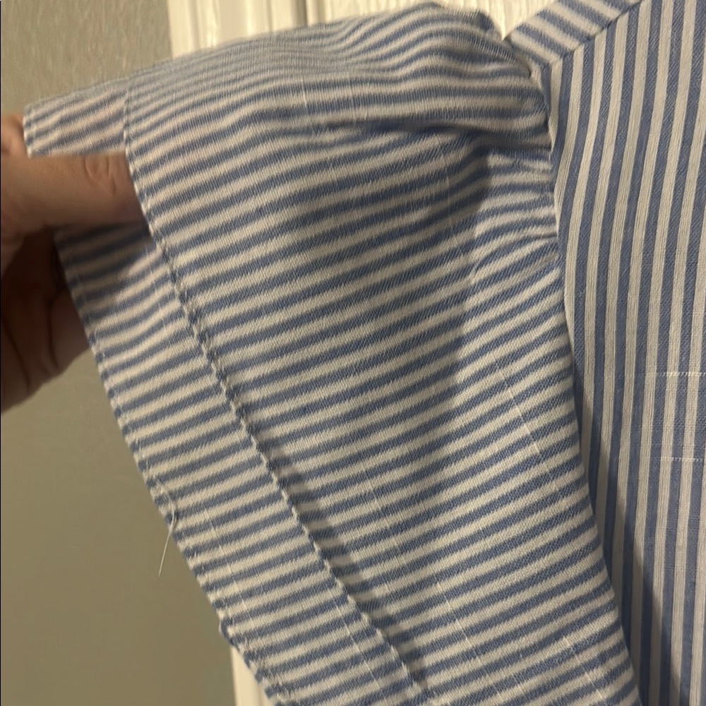 Blue Flutter Sleeve Ruffled Blouse - Picture 3 of 4